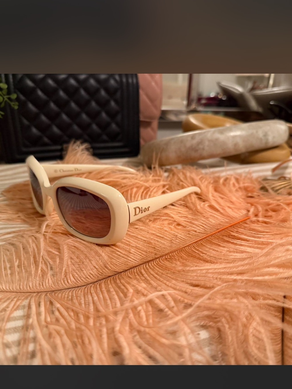 Dior White Sunglasses with Brown Gradient Lenses